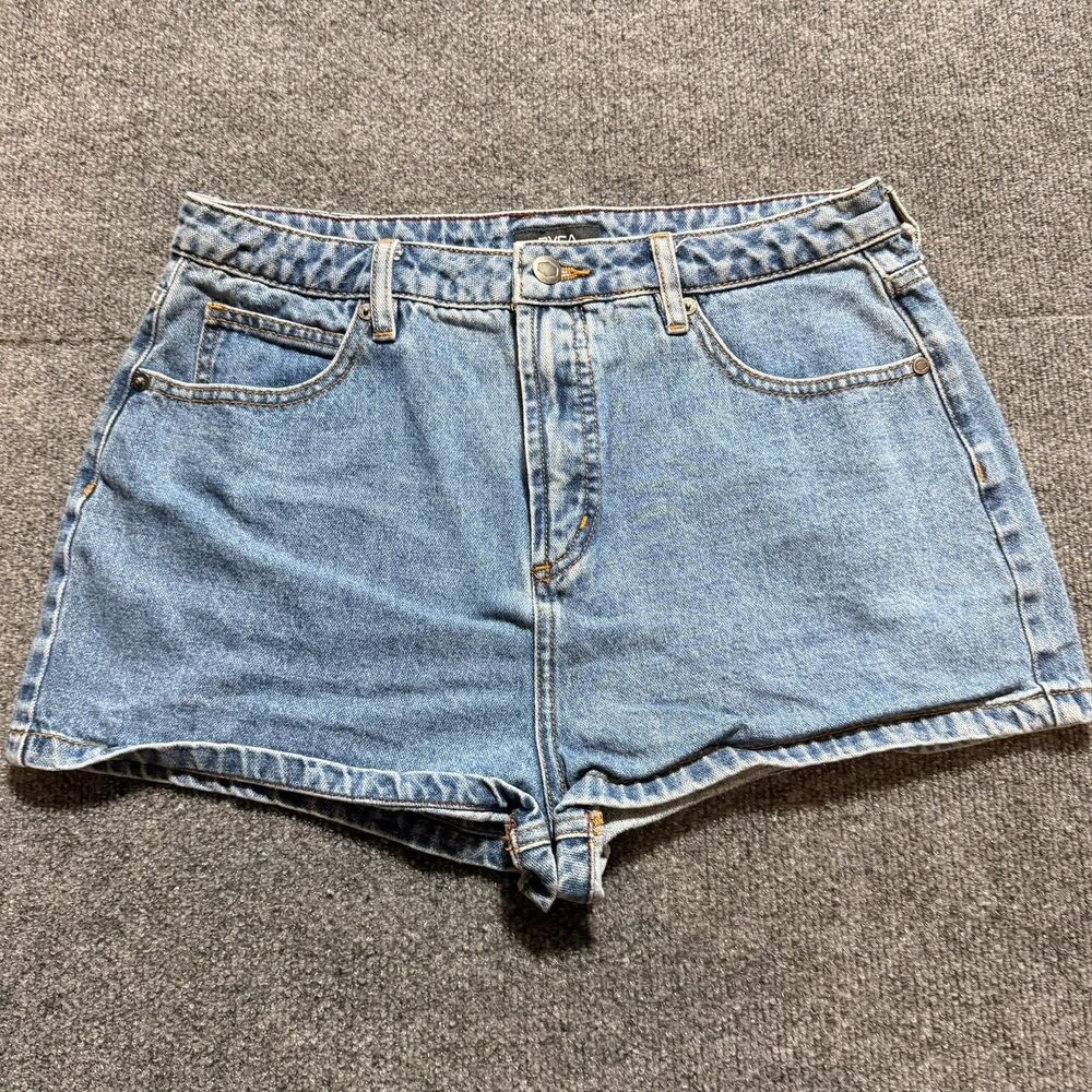 RVCA Shorts Womens 30 Blue Denim Mom High Rise Azalea 5 Pocket Casual Summer